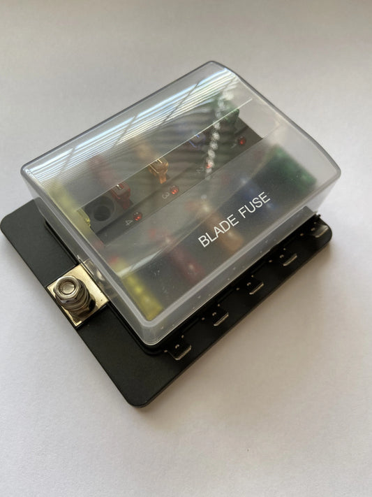 10 Way Blade Fuse Box with LED - Spade Termina
